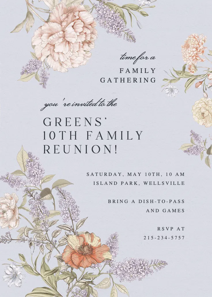 Vintage sketch - aile buluşması davetiyesi